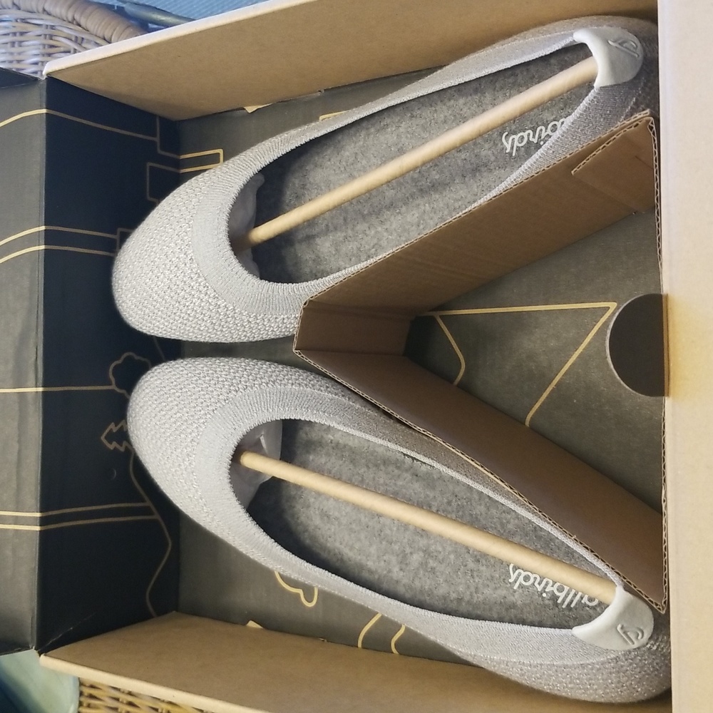 Allbirds Tree Breezer Salt (Light Grey Sole) Ballet Flats - Size 9.5